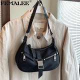 Crossbody Bags Women Harajuku Hobos Buckle Lock Handbag Casual Nylon Shoulder