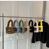 Soft Lambswool Shoulder Tote Bag Fluffy Letters Crossbody Bucket