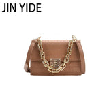 Thick Chain Crossbody Bag Leather Satchel Purse