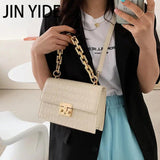 Thick Chain Crossbody Bag Leather Satchel Purse