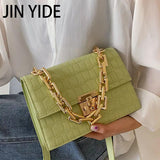 Thick Chain Crossbody Bag Leather Satchel Purse