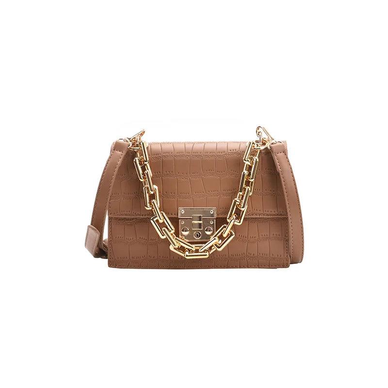 Thick Chain Crossbody Bag Leather Satchel Purse