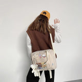 Female Messenger Bags Pendant Badges Ladies Crossbody Bags Zipper Handbags