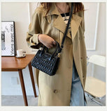 Ruched PU Leather Shoulder Crossbody Bag Small Flap Tote