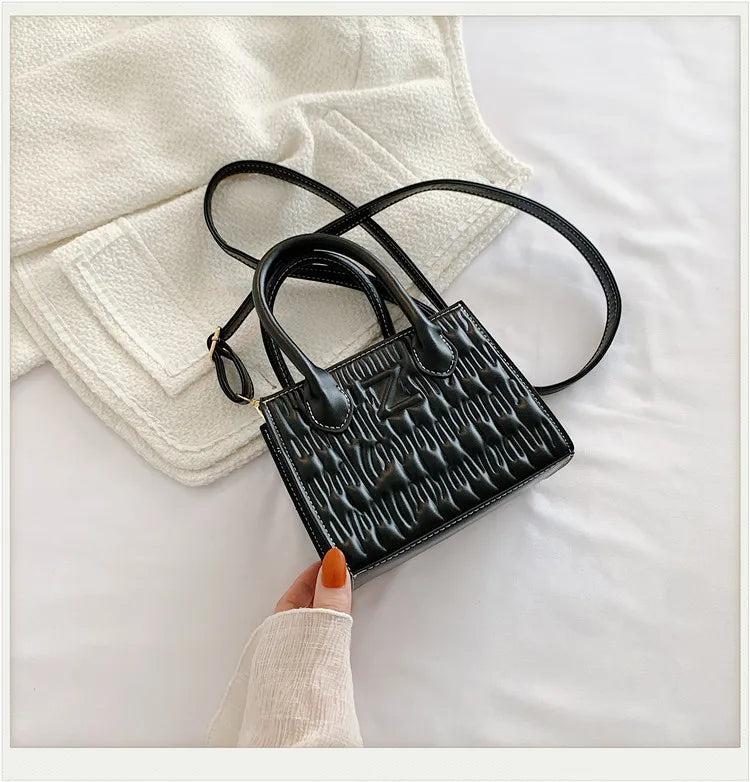 Ruched PU Leather Shoulder Crossbody Bag Small Flap Tote