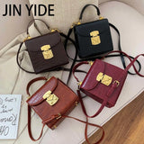 Mini Stone Pattern PU Leather Crossbody Bag Lock Shoulder Messenger B