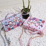 Women Messenger Bag PU Leather Handbag Chain Cartoon Characters