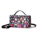 Women Messenger Bag PU Leather Handbag Chain Cartoon Characters