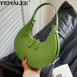 Candy Small PU Shoulder Armpit Purses Ins Women Hand Bags Clutch Half Moon