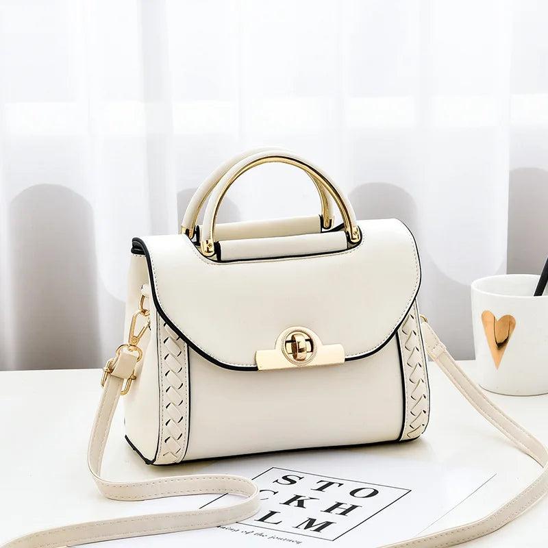 Hot Woven Handbag Women Lock Buckle Small Square Bag All-match Single Shoulder B