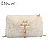 Vintage Plush Crossbody Bag for Women, Autumn Winter Handbag