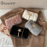 Vintage Plush Crossbody Bag for Women, Autumn Winter Handbag