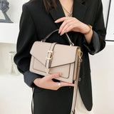 Mini Lock Flap Bag PU Leather Shoulder Bags for Women Panelled Ladies Crossbody