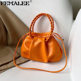 PU Leather Women's Crossbody Bag Soft Clutch Purse Twist Handle Shoulder Bag