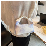 Candy Ladies Ins Pillow Shoulder Messenger Bags Chains Pearl Handle Women Bags
