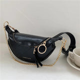 Chain Leather Crossbody Bags Women Small Shoulder Messenger Waist Bag