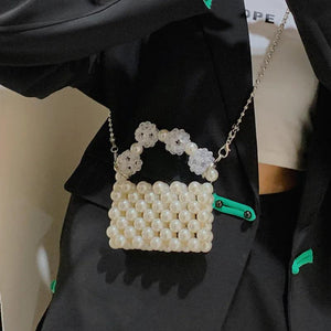 Long Chain Pearl Bead Coin Bag Hand-woven Celebrity Handbags