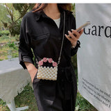 Long Chain Pearl Bead Coin Bag Hand-woven Celebrity Handbags