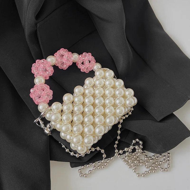 Long Chain Pearl Bead Coin Bag Hand-woven Celebrity Handbags