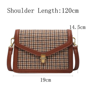 Plaid PU Leather Crossbody Bag Chain Shoulder Messenger Small Bag Female Travel