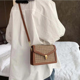 Plaid PU Leather Crossbody Bag Chain Shoulder Messenger Small Bag Female Travel