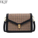 Plaid PU Leather Crossbody Bag Chain Shoulder Messenger Small Bag Female Travel