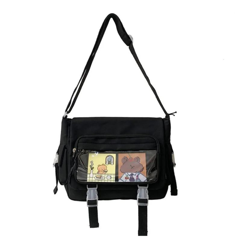 Harajuku Crossbody Bags Solid Female Messenger Bags Multi-pockets