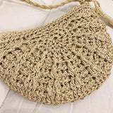 Half Round Straw Bag Women Summer Beach Rattan Bag Woven Crossbody Handbag