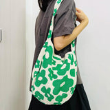 Women Flower Knitted Shoulder Bag Travel Shopper Bag Female Handbags