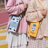 Banana Milk Box Crossbody Purse Bag for Girls