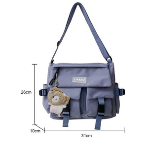 Women's Casual Crossbody Bag Solid Handbag Nylon Messenger Bag
