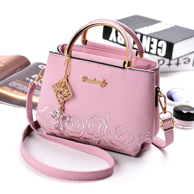 Embroidered Pendant Women's Shoulder Bag and Handbag