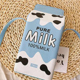 Cartoon Milk Box Shoulder Messenger Bag Girls Small Phone Bag