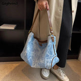 Denim Shoulder Bags Women Large Capacity Crossbody Bucket Bag