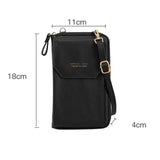 Women Long Messenger Bags Zipper Hasp Soft Leather Shoulder Cell Phone Bag