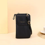 Women Long Messenger Bags Zipper Hasp Soft Leather Shoulder Cell Phone Bag