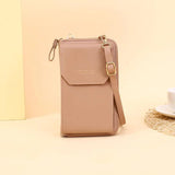 Women Long Messenger Bags Zipper Hasp Soft Leather Shoulder Cell Phone Bag