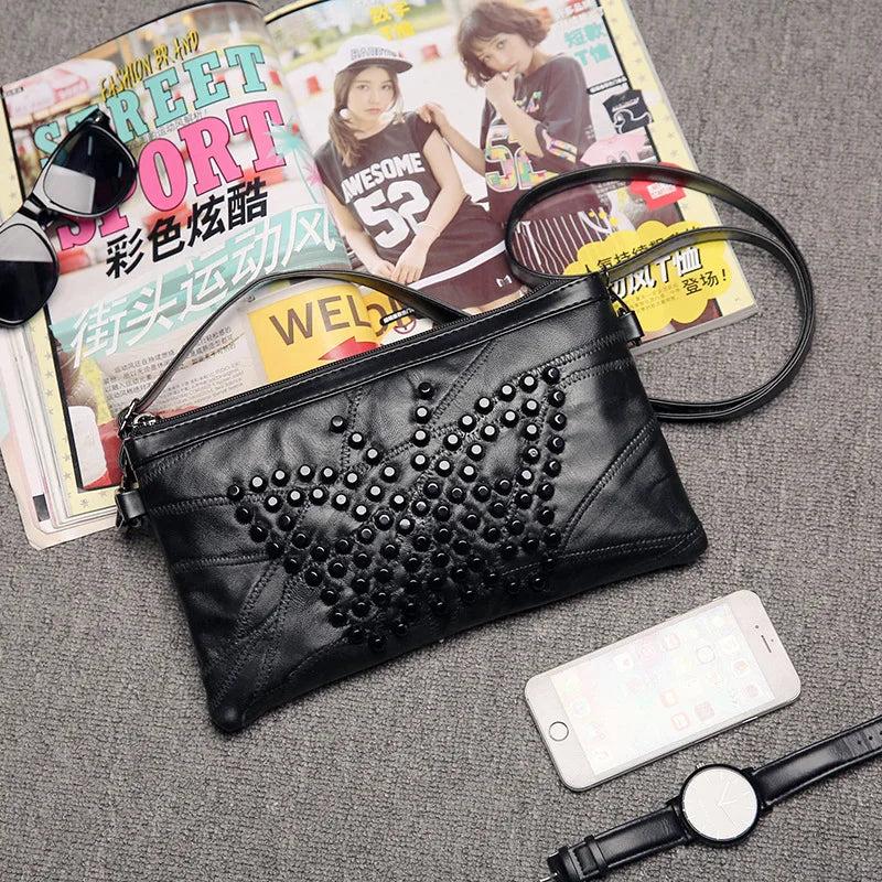 Xiaofang Ladies Leather Messenger Bag Solid One Shoulder Handbag Wallet