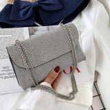 Rhinestone Evening Bag PU Leather Purses Chain Clutch Shoulder Bags