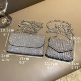Rhinestone Evening Bag PU Leather Purses Chain Clutch Shoulder Bags