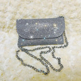 Rhinestone Evening Bag PU Leather Purses Chain Clutch Shoulder Bags