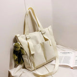 Large Capacity Women's Shoulder Bag Zipper Handbag Waterproof Nylon Solid