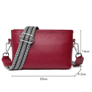 1st Layer Cowhide Women's Messenger Bag Wide Strap Classic Purses