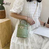 Crocodile Pu Leather Bucket Bag for Women Small Crossbody Chain Shoulder Purse