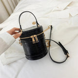 Crocodile Pu Leather Bucket Bag for Women Small Crossbody Chain Shoulder Purse