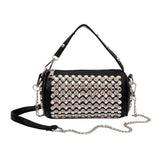 Women Rivet Diamonds Handbag PU Leather Crossbody Shoulder Bag