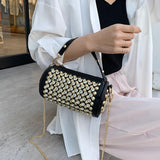Women Rivet Diamonds Handbag PU Leather Crossbody Shoulder Bag