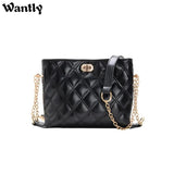 Women's Leather Rhombus Shoulder Chain Handbag
