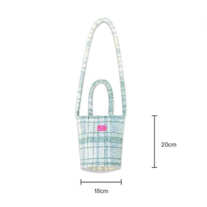 Green Matcha Check Tote Bucket Bag Lady Bags
