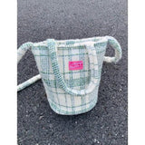 Green Matcha Check Tote Bucket Bag Lady Bags